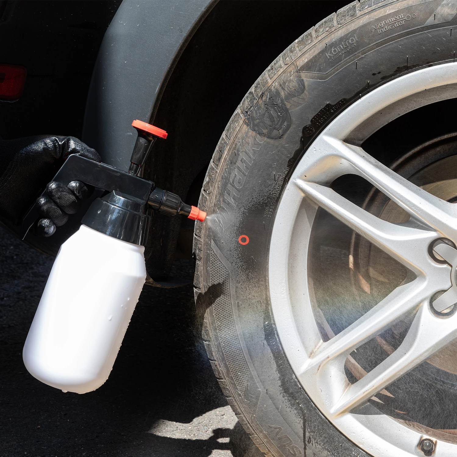 Pulv&eacute;risateur de solvant industriel 1L avec buse r&eacute;glable, pulv&eacute;risateur &agrave; pression de solvant pour l'entretien industriel de la voiture (rouge)