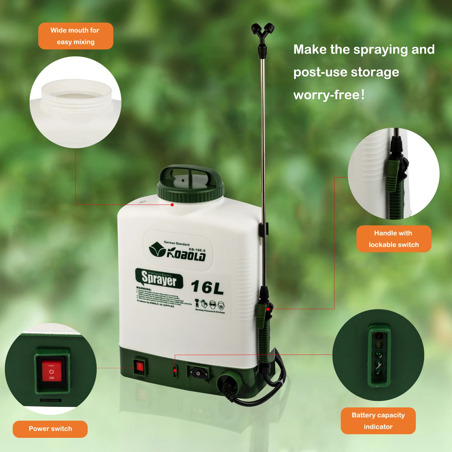 Kobold &ndash; pulv&eacute;risateur &eacute;lectrique &agrave; dos 16l, aliment&eacute; par batterie Rechargeable, pour l'agriculture, la d&eacute;sinfection du jardin et de la pelouse