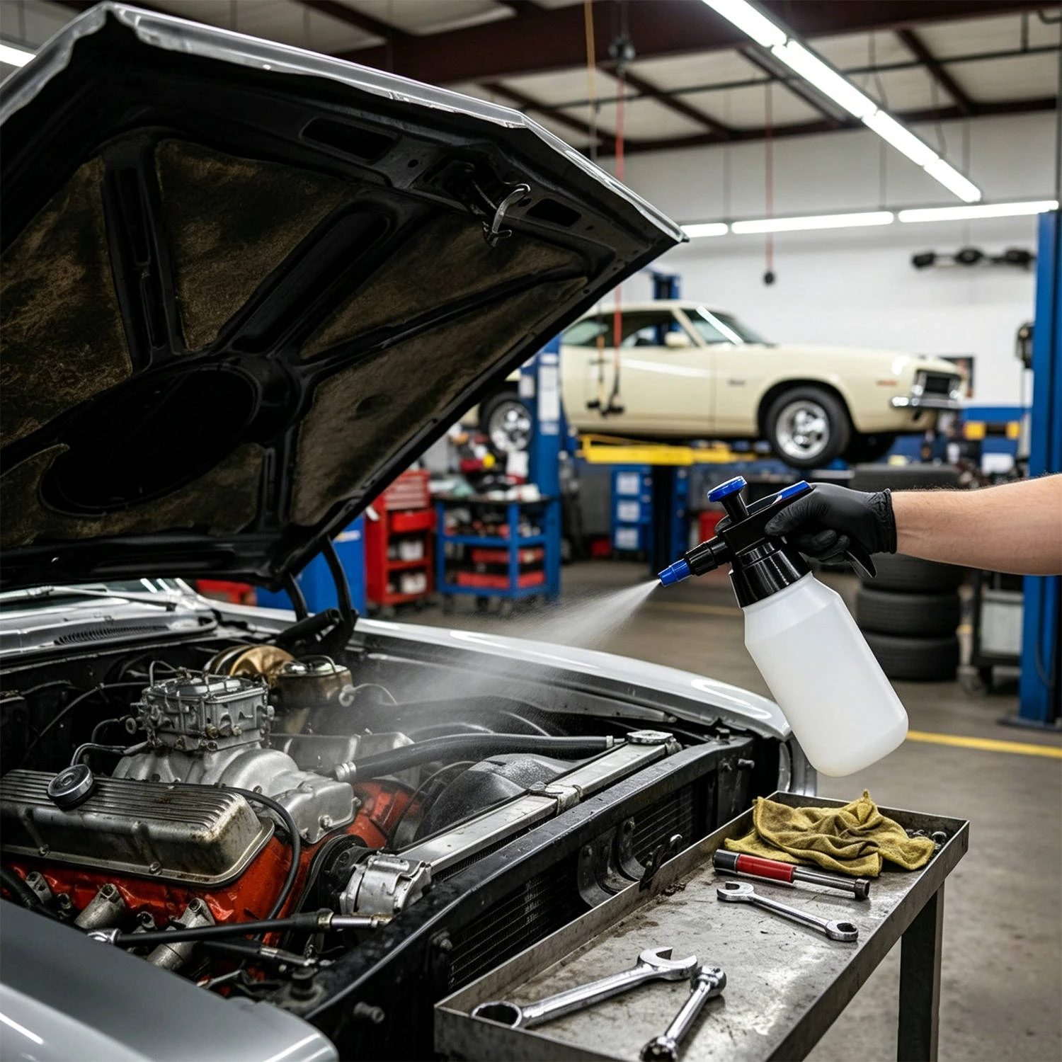 Pulv&eacute;risateur &agrave; pression de solvant robuste 1L avec buse r&eacute;glable pour l'entretien industriel de la voiture (bleu)