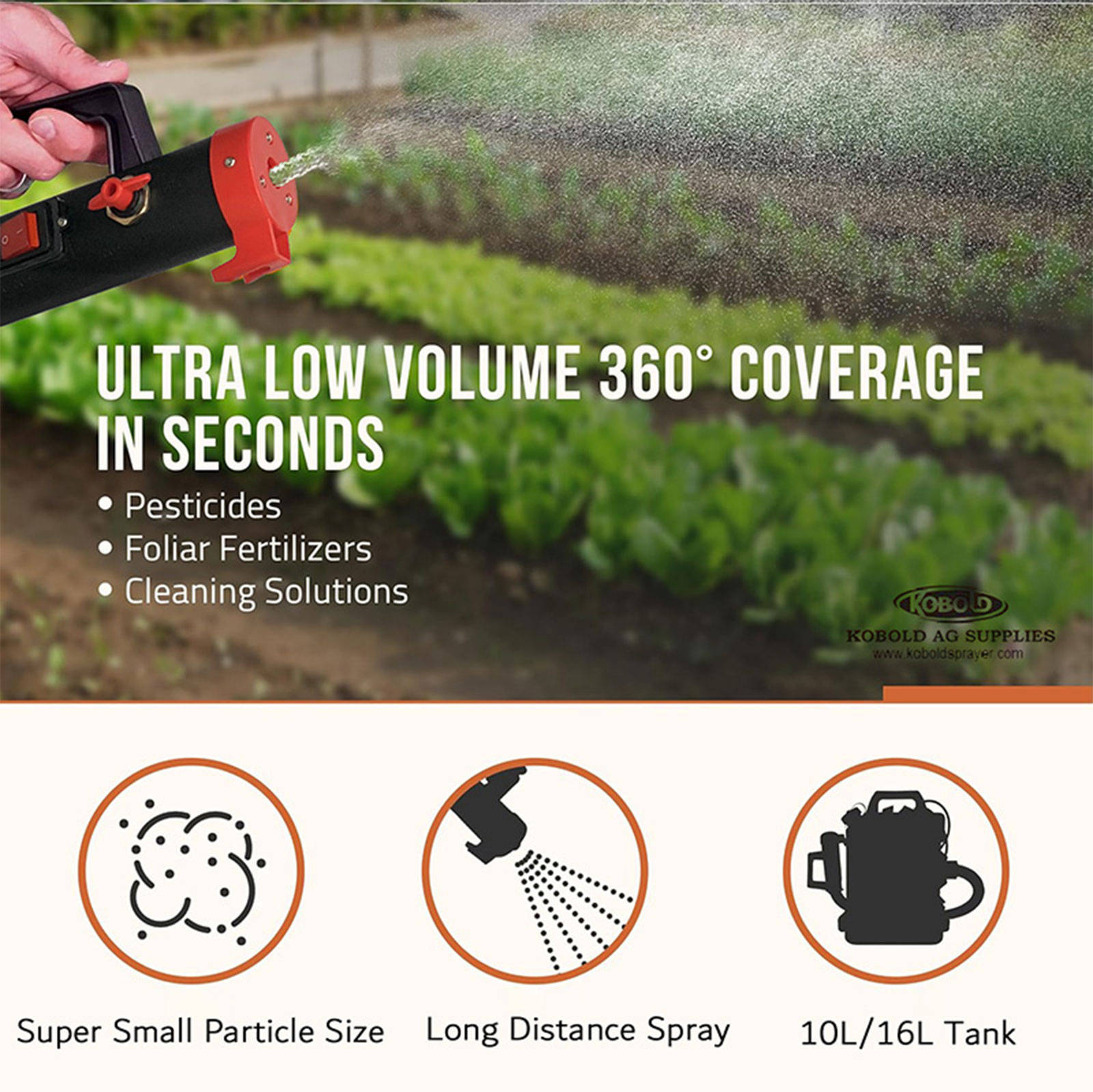 Pulvérisateur de brouillard ULV 10L avec gouttelette réglable pour la lutte antiparasitaire agricole, l'assainissement et la désinfection