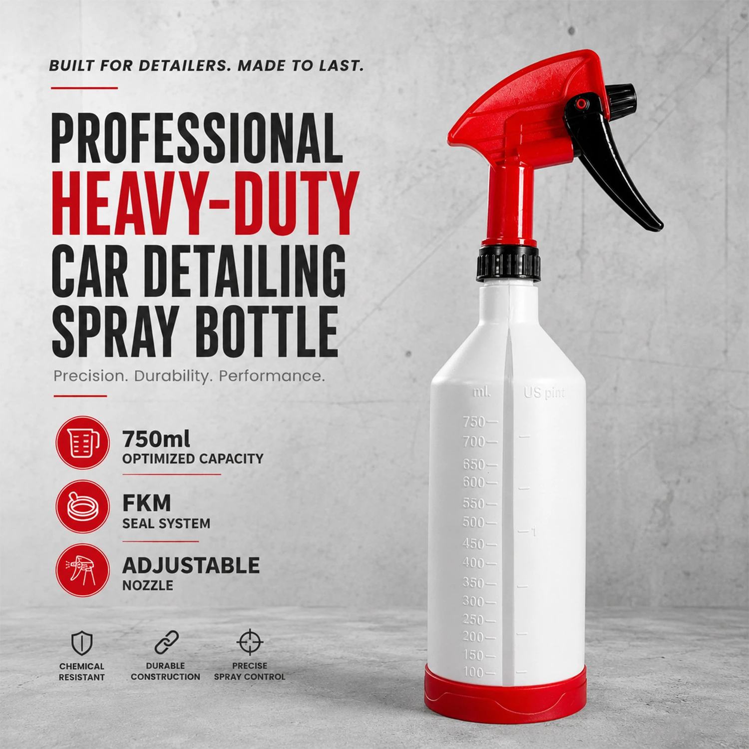 Pulv&eacute;risateur &agrave; g&acirc;chette professionnel, flacon pulv&eacute;risateur robuste pour d&eacute;tails automobiles (750 ml)
