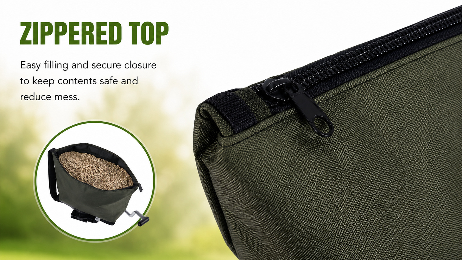 Sac de semoir en nylon de 16 L pour les applications d'engrais et de sel pour pelouse