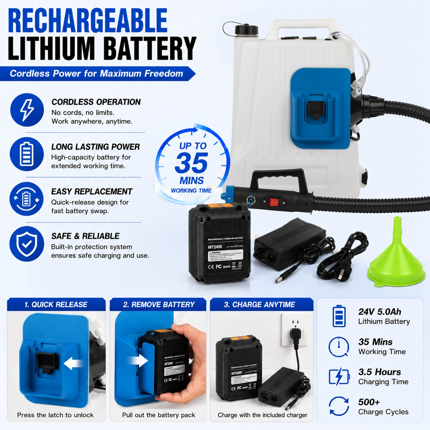 Pulv&eacute;risateur ULV &agrave; batterie au Lithium de 16l, avec gouttelette r&eacute;glable, pour la lutte antiparasitaire, l'assainissement et la d&eacute;sinfection