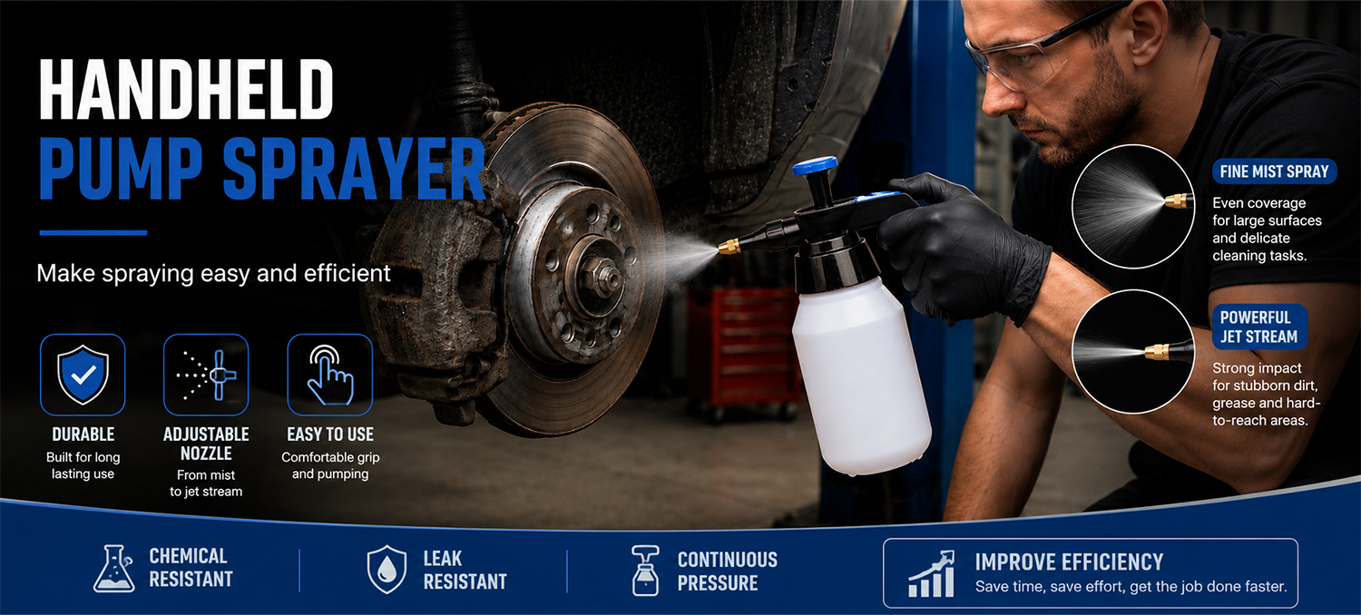 Pulvérisateur à pression de solvant 1,5 L avec buse en laiton pour le nettoyage automobile et industriel