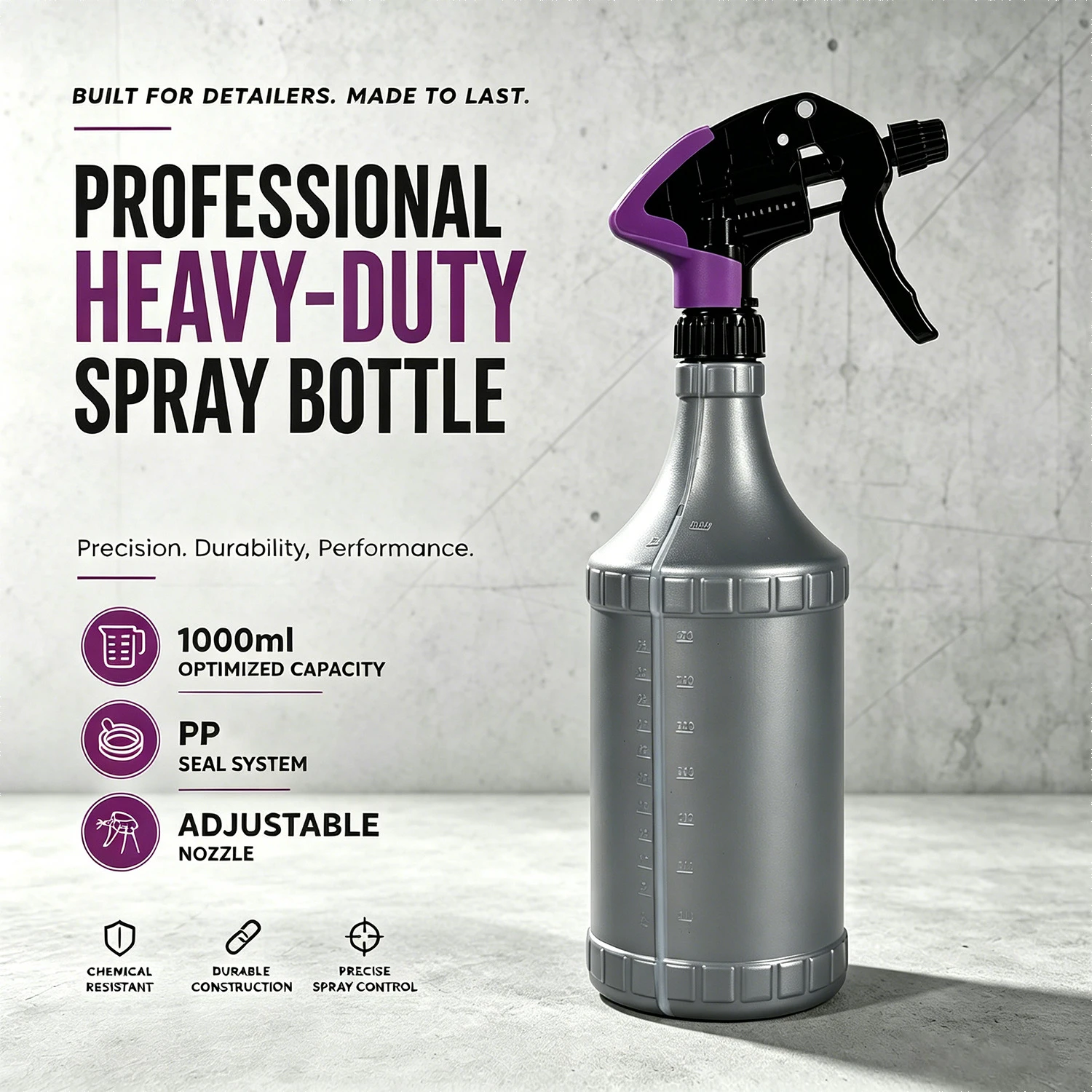 Pulv&eacute;risateur &agrave; g&acirc;chette professionnel, flacon pulv&eacute;risateur robuste pour d&eacute;tails automobiles (1000 ml)