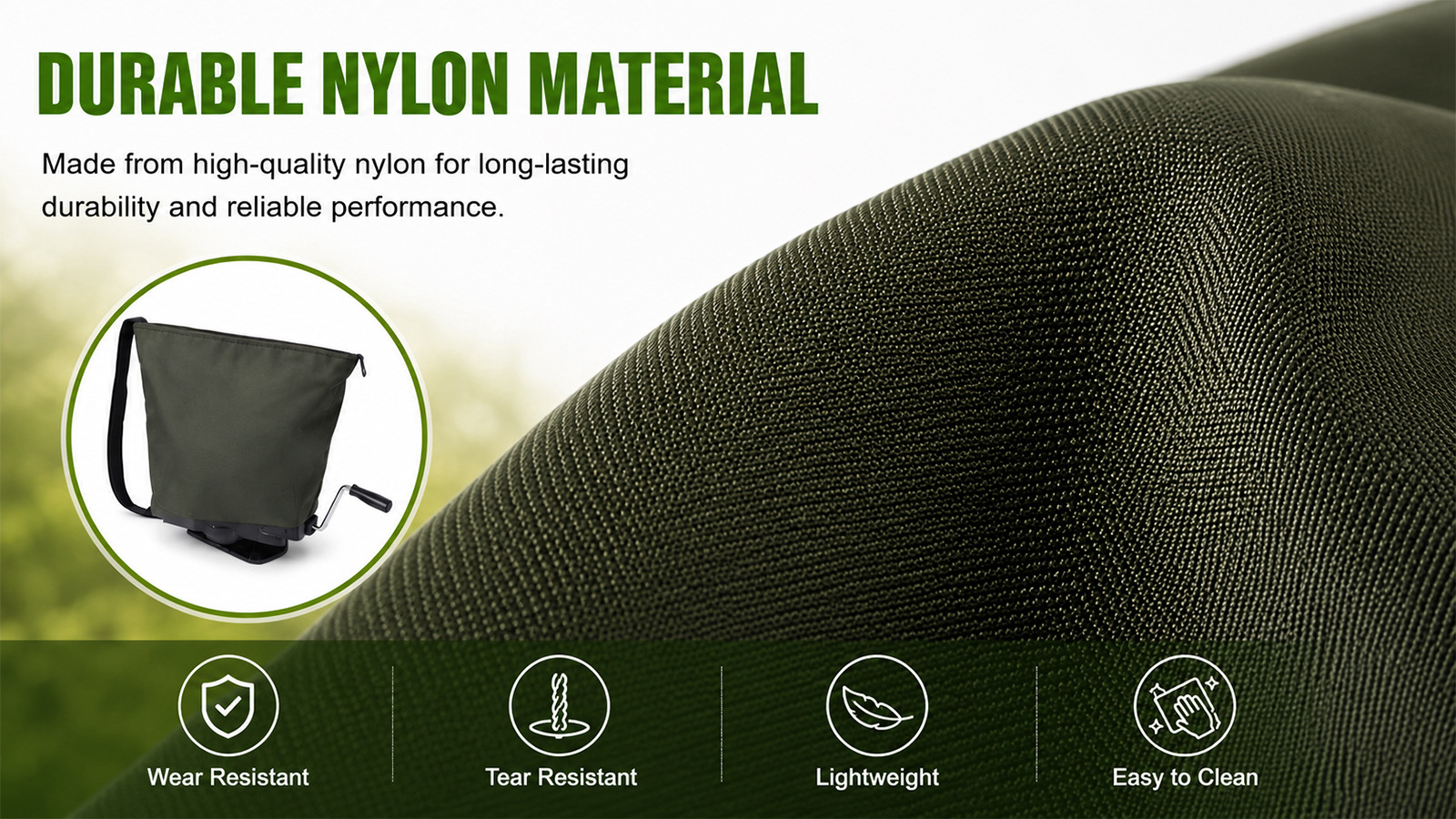 Sac de semoir en nylon de 16 L pour les applications d'engrais et de sel pour pelouse