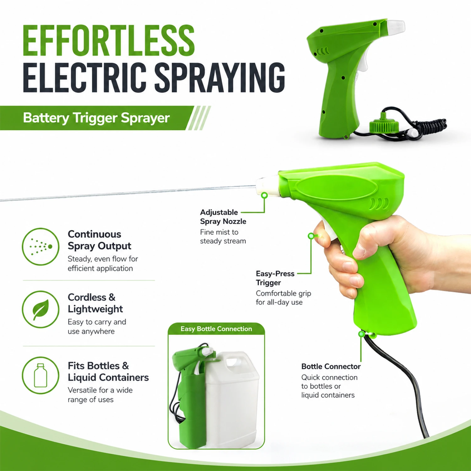 Pulv&eacute;risateur &agrave; g&acirc;chette &agrave; batterie pour le jardin, pulv&eacute;risateur anti-herbe et nettoyage de la maison