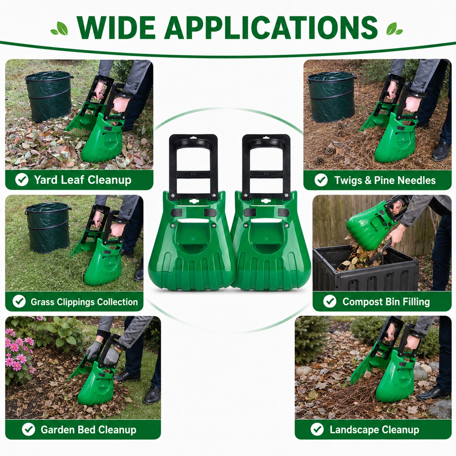 Outil de saisie de feuilles de jardin extra large pour feuilles coup&eacute;es d'herbe et d&eacute;chets de jardin