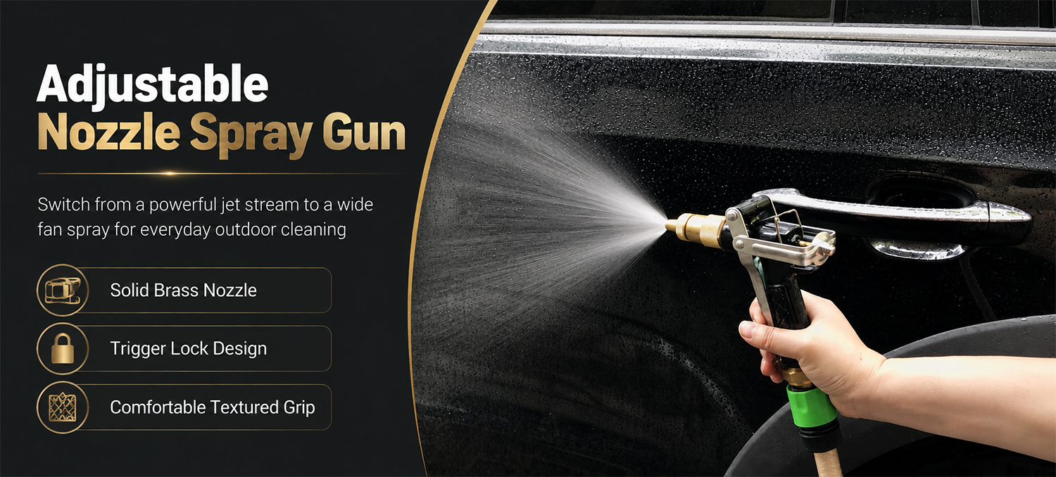 Pistolet pulvérisateur à buse réglable pour le lavage de voiture, l'arrosage du jardin et le nettoyage extérieur
