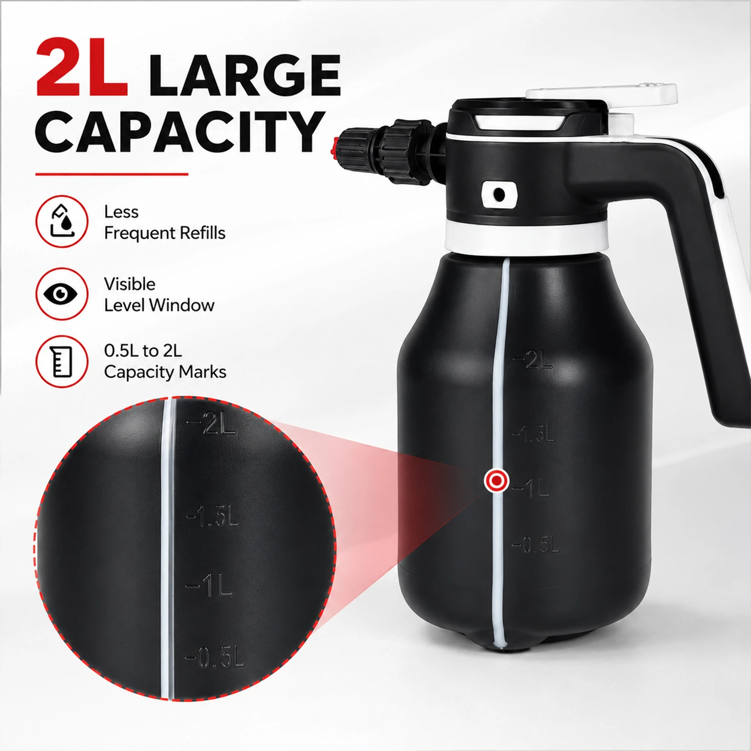 Pulv&eacute;risateur de mousse &agrave; batterie 2L pour lavage de voiture et nettoyage polyvalent