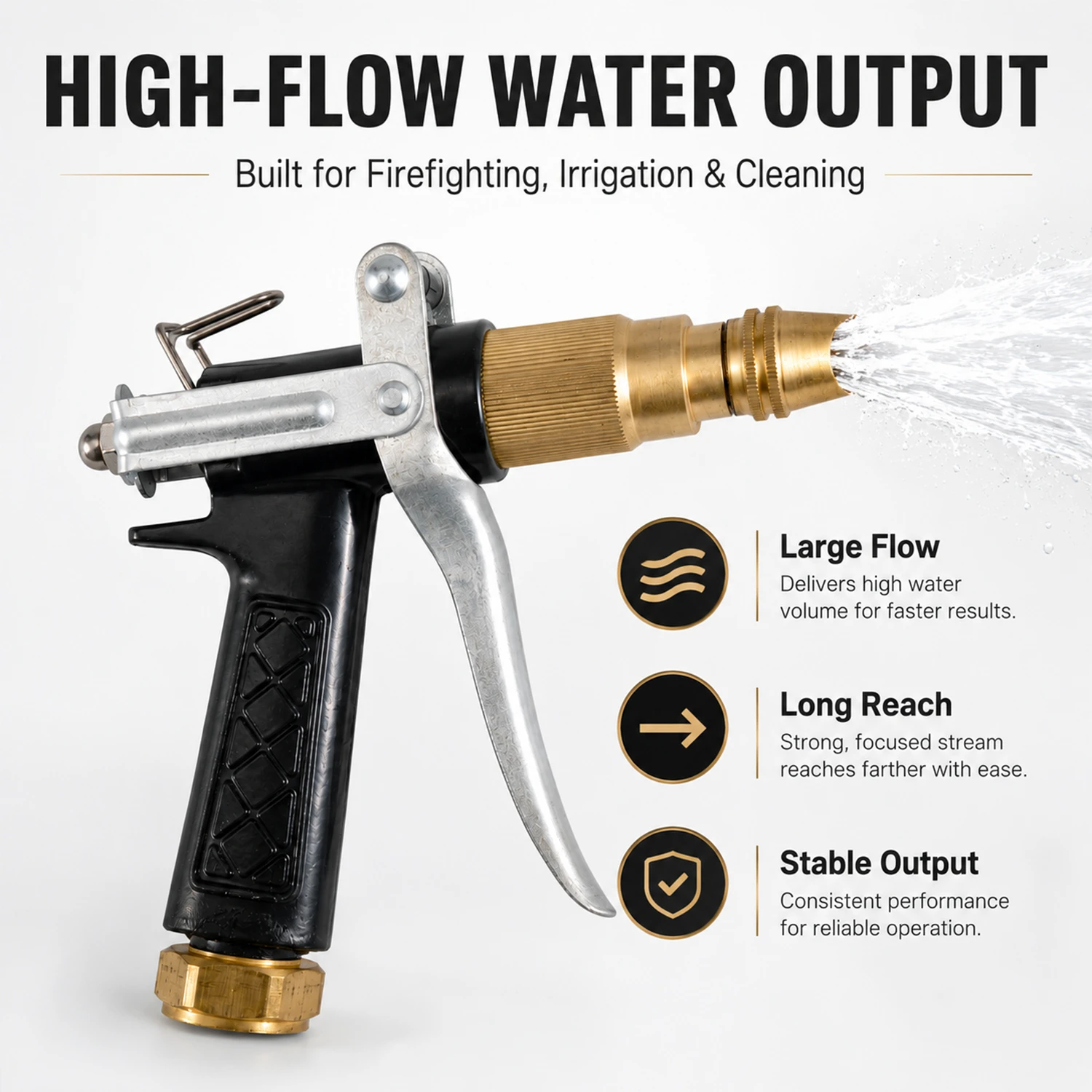 Pistolet pulv&eacute;risateur &agrave; haut d&eacute;bit pour l'arrosage du jardin, lavage de voiture, nettoyage ext&eacute;rieur