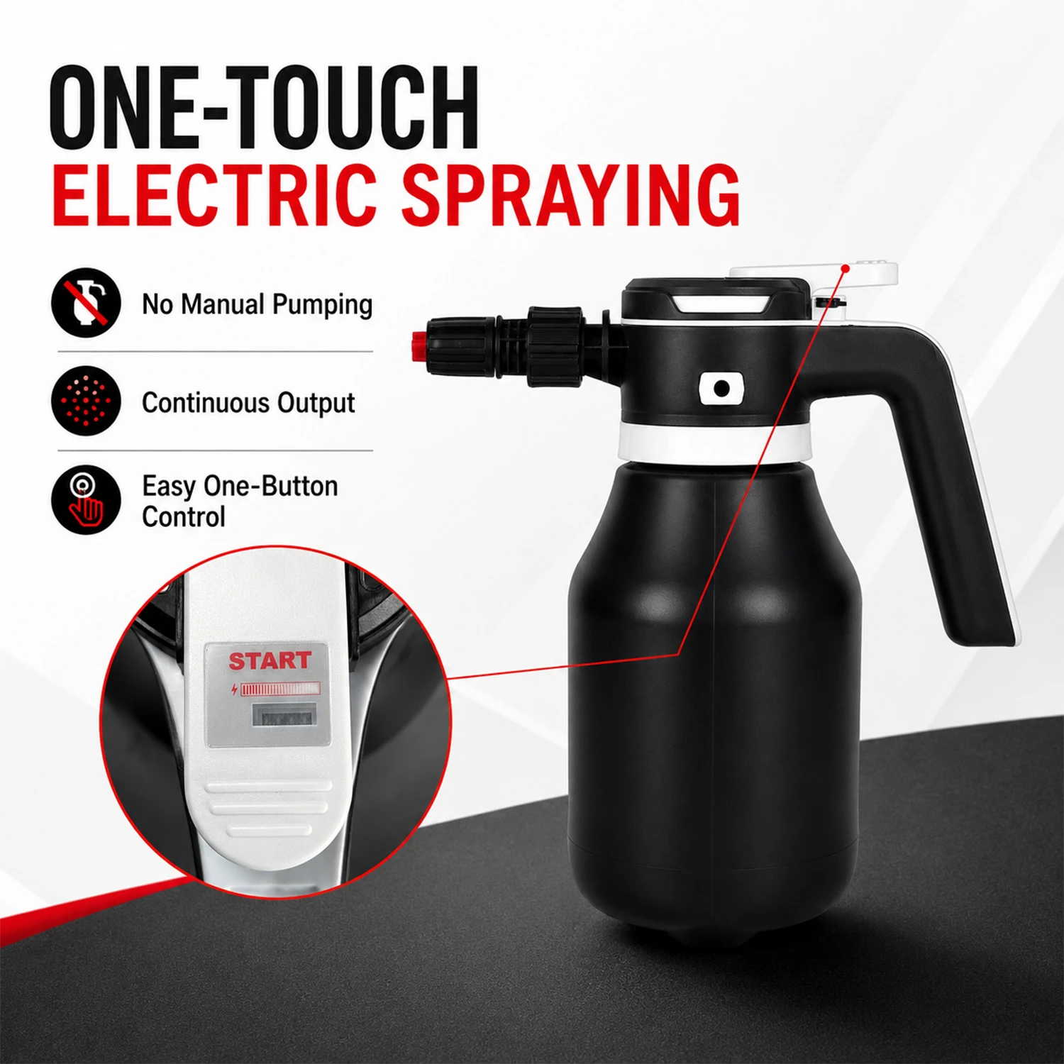 Pulv&eacute;risateur de mousse &agrave; batterie 2L pour lavage de voiture et nettoyage polyvalent