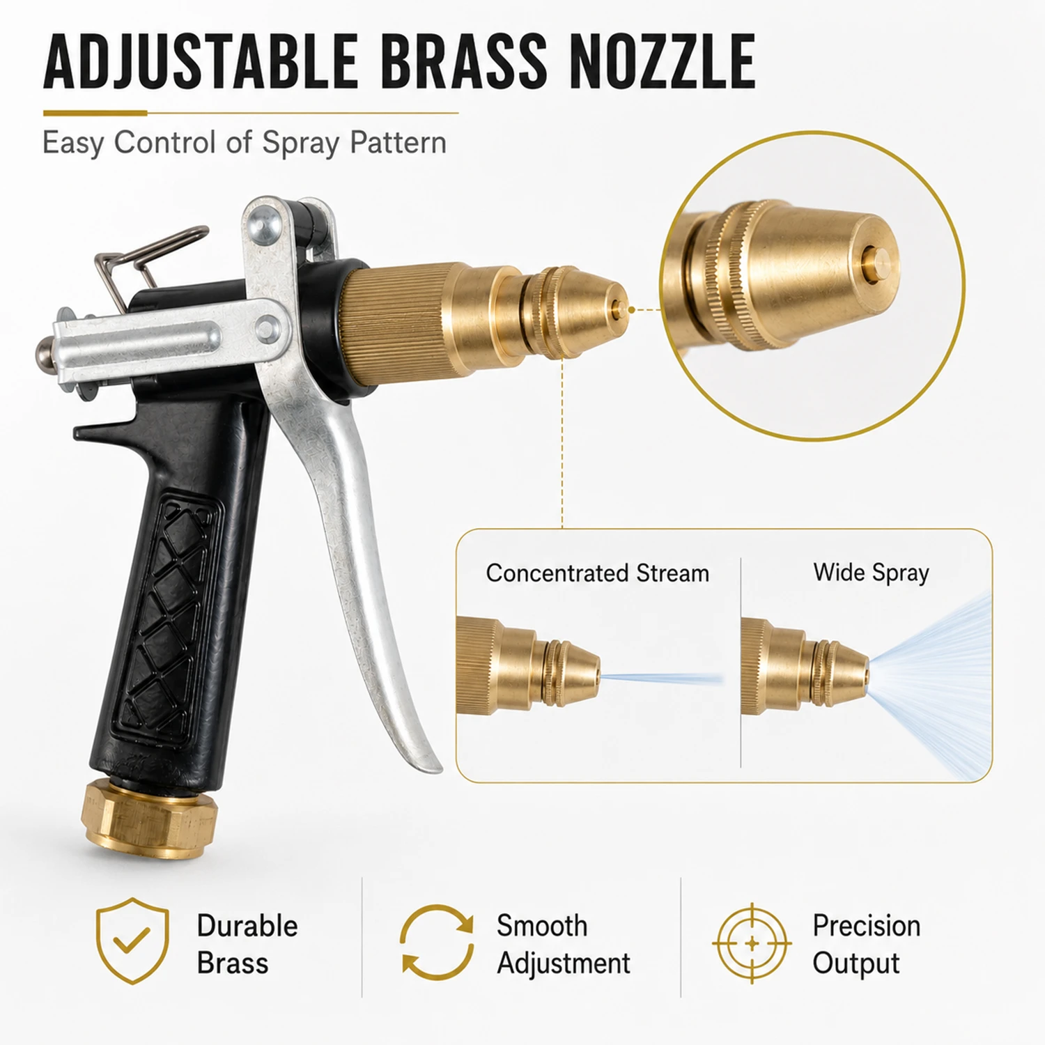 Pistolet pulv&eacute;risateur &agrave; haut d&eacute;bit pour l'arrosage du jardin, lavage de voiture, nettoyage ext&eacute;rieur