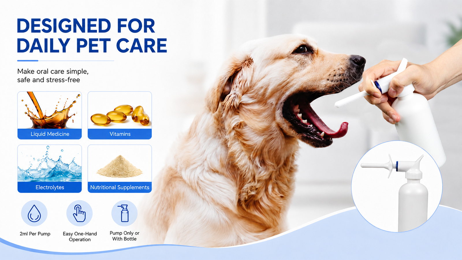 Déclencheur de pompe d'alimentation de liquide de distributeur vétérinaire de Dosage de 2ML pour les animaux de compagnie