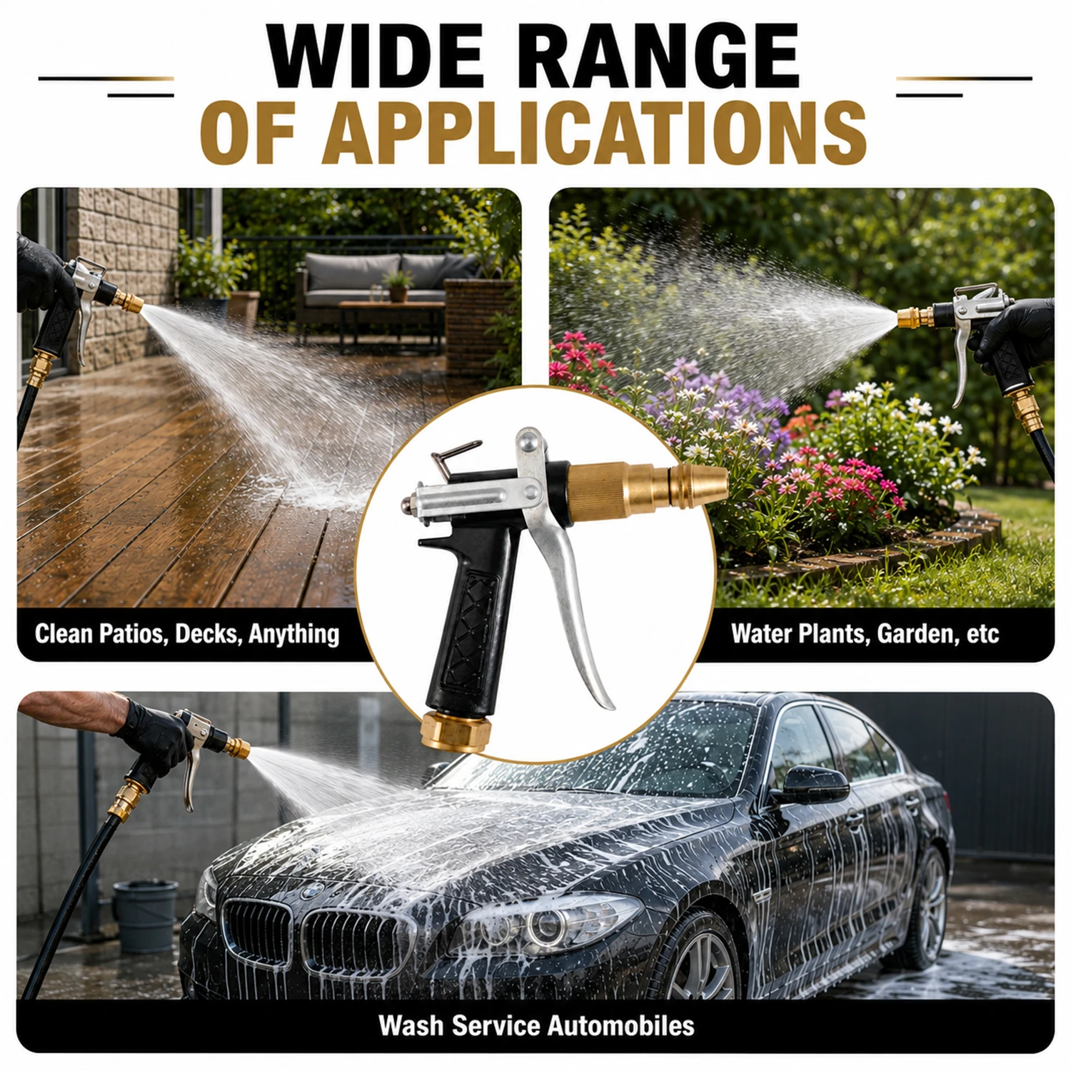 Pistolet pulv&eacute;risateur &agrave; haut d&eacute;bit pour l'arrosage du jardin, lavage de voiture, nettoyage ext&eacute;rieur