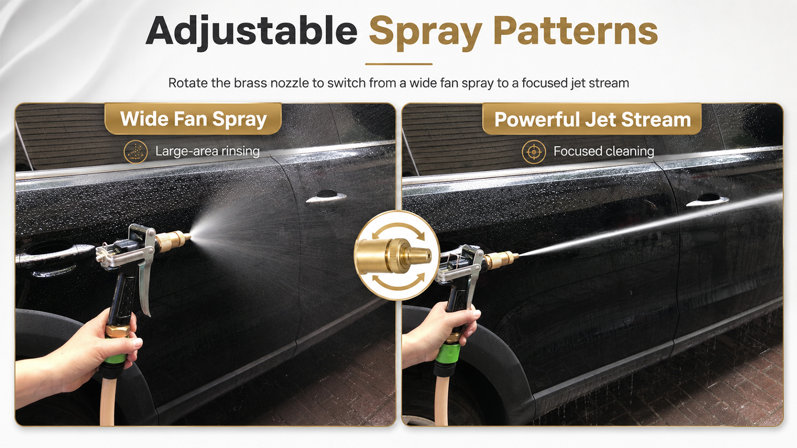 Pistolet pulvérisateur à buse réglable pour le lavage de voiture, l'arrosage du jardin et le nettoyage extérieur