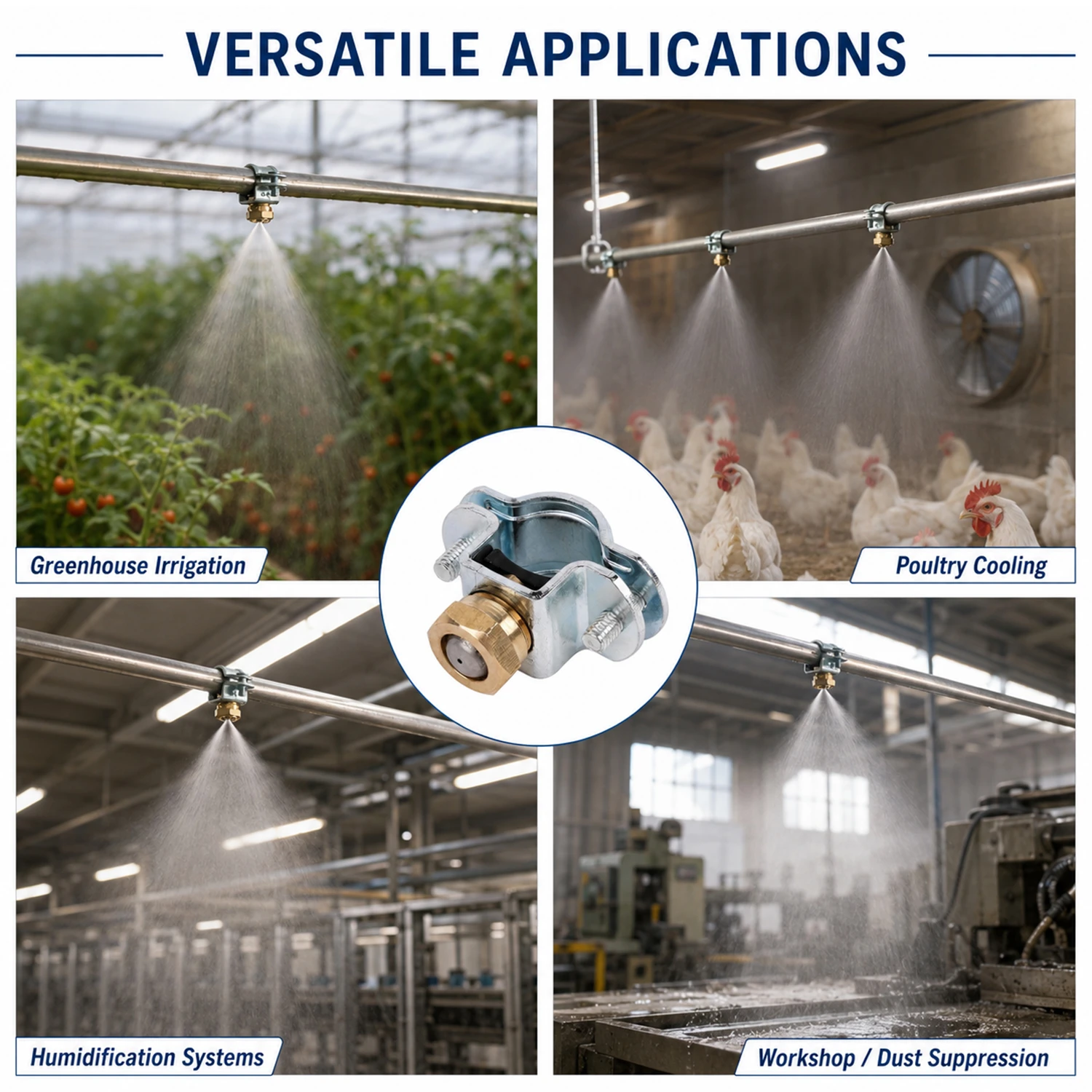 Buse de pulv&eacute;risation anti-goutte en m&eacute;tal avec collier de serrage